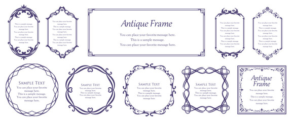 高級感のあるビンテージ調のフレームデザインセット　罫線　枠　ウエディング　ビンテージ　アンティーク	