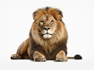 Fototapeta na wymiar Generative IA illustration of a african adult lion isolated on white