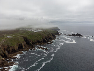 Lands end cornwall england uk from the air aerial drone 