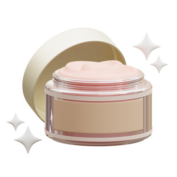 3d face cream, beauty cosmetic icon illustration