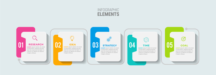 Business infographic template design icons 5 options or steps
 - obrazy, fototapety, plakaty