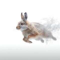 little bunny running, art style, white background