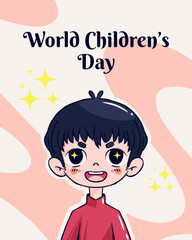 
vector children's day background with boy character for banners posters greeting cards

