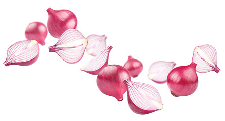 Flying delicious red onions, cut out