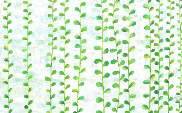 一面に伸びる葉、植物のイラスト背景
