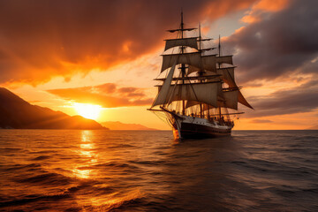 Fototapeta na wymiar sailboat at sunset made with generative ai