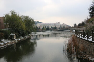 Fototapeta premium Winter day in the park, snow