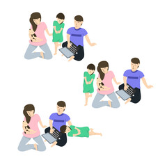 illustration of family father mother and children