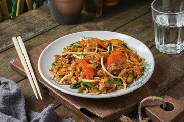 Asian food fried noodles 