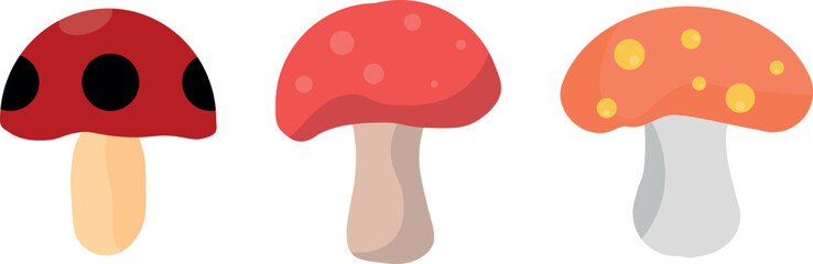 Flat icon mushrooms collection vector Eps 10. Mushroom icon, symbol.