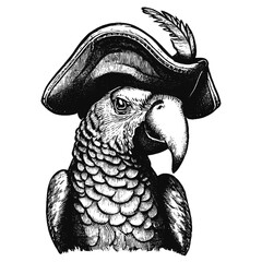 parrot wearing pirate hat vector sketch © Satoru Sketches