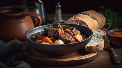lamb stew with vegetables. Generative AI