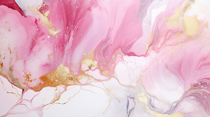 Obraz na płótnie Canvas Pink and Gold Veins Marble Texture Background. AI generative.