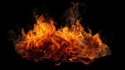 Abstract Fire Flames on Black Background - Striking and artistic image of abstract flames in fiery hues against a black backdrop, perfect for backgrounds, design projects, and visual effects.