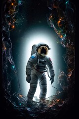 Obraz na płótnie Canvas Astronaut at the gateway to another dimension, Generative AI