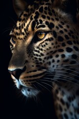 Fototapeta na wymiar Close up portrait of a leopard, Generative AI