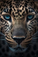 Naklejka na ściany i meble Close up portrait of a leopard, Generative AI