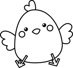 a vector of a cute chick in black and white coloring