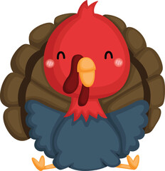 a vector of a cute turkey
