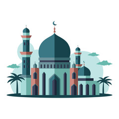 Mosque Building Illustration Flat Style Design