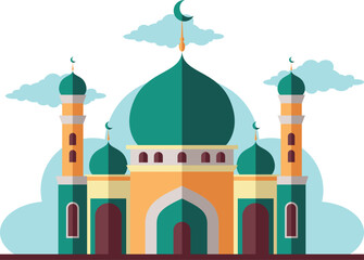 Islamic mosque cartoon illustration design