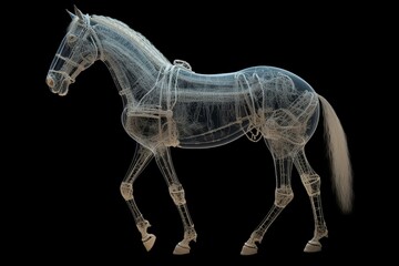 Isolated side view of equine anatomy - horse skeletal structure. Generative AI