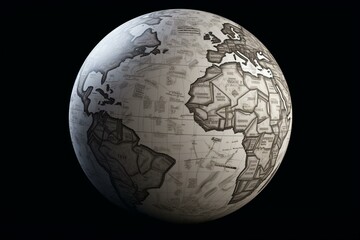 Isolated white globe with major currency symbols for exchange. 3D rendered image from NASA. Generative AI