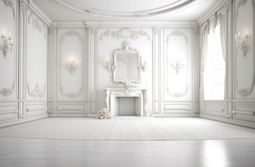 no color white interior room backdrop, generative ai