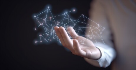 business chart analysis graph technology concept virtual hand network cyberspace. Generative AI.