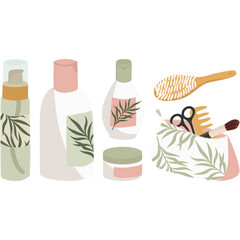 Care product skin and hair beauty routine vector