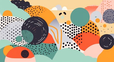 Fototapeta premium illustration modern template round colourful art background element design circle abstract. Generative AI.