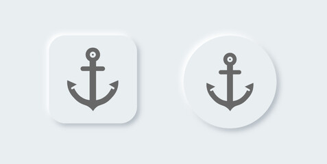 Anchor solid icon in neomorphic design style. Nautical signs vector illustration.