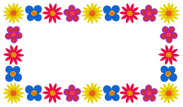 colorful flower made from plasticine on white background