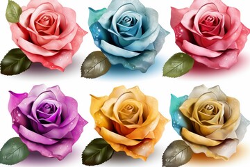 colorful rose set from generative ai