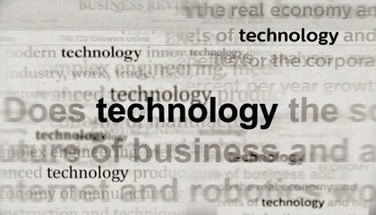 Technology industry business and ai news titles on screen in hand 3d illustration