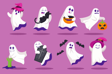 Happy Halloween (trick or treat) ghost object element party for invitation, banner or web page.