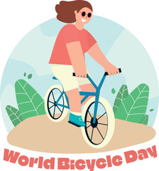 Flat illustration for world bicycle day celebration