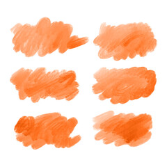Orange Watercolor decorative brush stroke set background