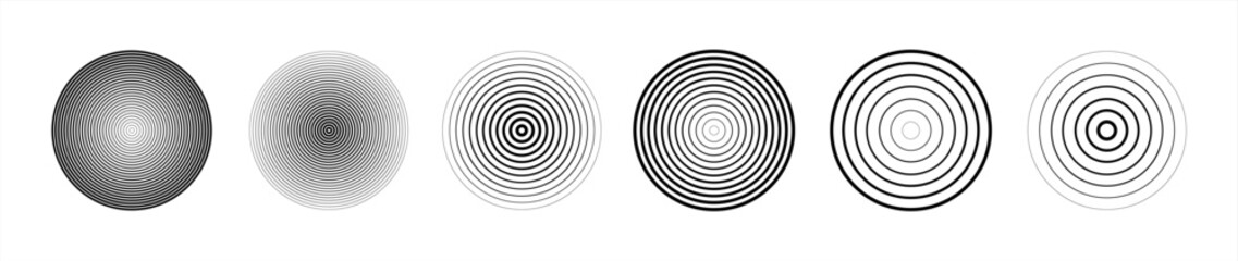 Set of concentric circles isolated on a white background. Concentric circulation. Vector illustration 10 eps. - obrazy, fototapety, plakaty