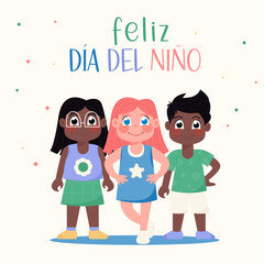 Fototapeta na wymiar Flat children's day in spanish background