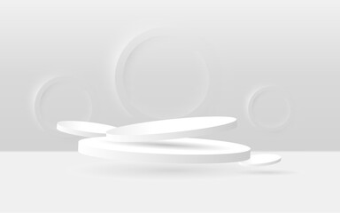 vector 3d Abstract white podium display on white background 