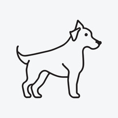 Hand Drawn Dog Icon Black Outline Vector on White Background, Dog Vector