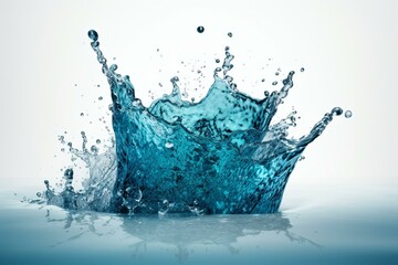 Fototapeta na wymiar Splashing blue water in 3D over white background. 3d illustration. Generative AI