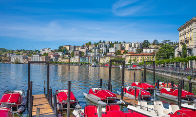  Lake promenade in Lugano, Switzerland.