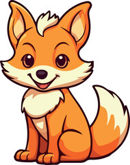 fox cute illustration funny animal character cartoon sticker mascot, vector illusatration eps 10