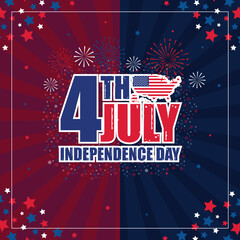 4th of July, Happy USA Independence Day Social Media Banner Template Design