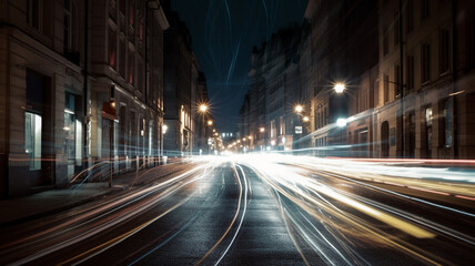 Fototapeta na wymiar Motion speed light in a City created with generative ai tools