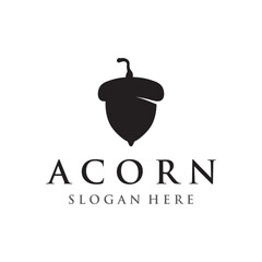 Acorn logo template design with leaves with editable vector illustration. © Mujiyono