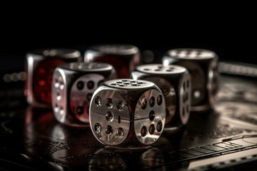 Fototapeta na wymiar A dice roll with six of the same number. Generative AI