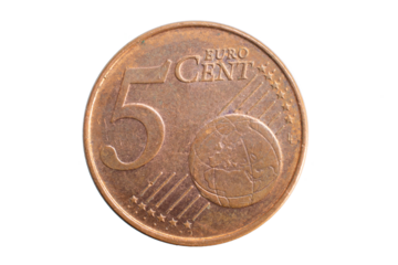 5 euro cent coin on a transparent isolated background. png